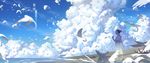  animal bird clouds dualscreen japanese_clothes mushishi scenic sky zxq 