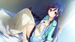  bed black_hair game_cg koisuru_natsu_no_last_resort kouzaki_umi long_hair marui pulltop red_eyes 