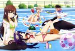  bikini book breasts cleavage ebisuzawa_kurumi gakkou_gurashi! goggles gun hat iino_makoto megami naoki_miki open_shirt pool popsicle rubber_duck scan swimsuit takeya_yuki thighhighs wakasa_yuuri water weapon 