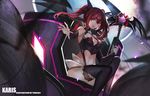  elsword karis long_hair red_eyes red_hair staff swd3e2 thighhighs twintails watermark 