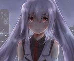  blush city close gray_hair isla_(plastic_memories) long_hair night pink_eyes plastic_memories polychromatic suppakarn_prakobkij_(soompook2122) tie 