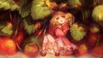  blonde_hair bow food fruit green_eyes hina_ichigo lolita_fashion lyiet rozen_maiden strawberry watermark 