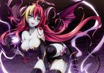  breasts cleavage demon elbow_gloves gray_eyes hera_(p&amp;d) horns karory long_hair magic necklace puzzle_&amp;_dragons red_hair scan tail thighhighs wings 