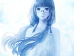  blue bou_nin glasses long_hair monochrome original summer_dress twintails 