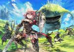  animal_ears aoin_(omegaboost) armor blush final_fantasy final_fantasy_xiv pink_hair red_eyes sword thighhighs weapon 