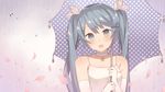  aqua_eyes aqua_hair choker elbow_gloves hatsune_miku long_hair nagitoki petals twintails umbrella vocaloid 
