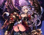  animal_ears armor breasts cameltoe cleavage cropped long_hair no_bra panties qbspdl red_eyes tagme_(character) tail thighhighs underwear unleashed weapon white_hair wings 