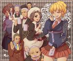  5boys blonde_hair brown_hair fish formal gouda_toshirou grey_hair kumasawa_chiyo multiple_boys multiple_girls nanjou_terumasa necktie niso ponytail ronoue_genji shannon skirt suit umineko_no_naku_koro_ni ushiromiya_jessica ushiromiya_kinzou ushiromiya_krauss ushiromiya_natsuhi 