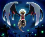  cross gen_4_pokemon giratina graveyard highres moon no_humans pokemon pokemon_(creature) red_eyes shijimi_(michikusa_honpo) solo wings 