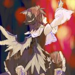  closed_eyes dress hat music mystia_lorelei open_mouth outstretched_arms outstretched_hand profile reaching sape_(saperon_black) short_hair singing sketch solo touhou wide_sleeves wings 