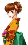  bad_id bad_pixiv_id brown_hair earrings female_protagonist_(persona_3) japanese_clothes jewelry kagura_(momiji-iro) kimono persona persona_3 persona_3_portable red_eyes solo 