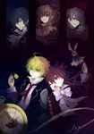  3boys alice_(pandora_hearts) black_hair blonde_hair brown_hair dress emily_(pandora_hearts) gilbert_nightray green_eyes hair_over_one_eye highres multiple_boys multiple_girls nix_(artist) oz_vessalius pandora_hearts pocket_watch red_eyes sharon_rainsworth watch xerxes_break yellow_eyes 