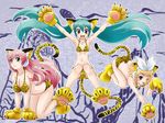  ;p all_fours animal_costume animal_ears animal_print aqua_eyes aqua_hair bikini blonde_hair blush breasts cameltoe cleavage costume fangs gloves hatsune_miku kagamine_rin large_breasts legs long_hair mameshiba megurine_luka multiple_girls new_year one_eye_closed paw_gloves paws pink_hair short_hair small_breasts smile swimsuit tail tiger_costume tiger_ears tiger_print tiger_tail tongue tongue_out twintails very_long_hair vocaloid 