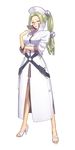  ar_tonelico ar_tonelico_iii bandolier blonde_hair bow coat full_body glasses green_eyes hair_ornament hat high_heels highres labcoat long_hair nagi_ryou nurse nurse_cap official_art open_mouth ponytail sandals shoes solo syringe transparent_background yurishica 
