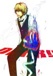  angry blonde_hair bow bowtie cigarette durarara!! heiwajima_shizuo highres male_focus mochizuki solo sunglasses 