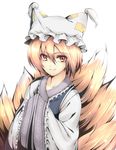  bad_id bad_pixiv_id fox_tail hands_in_opposite_sleeves multiple_tails smile solo tail takemori_shintarou touhou upper_body yakumo_ran yellow_eyes 