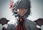  crying gray_hair imizu_(nitro_unknown) red_eyes remilia_scarlet ribbons short_hair tears touhou vampire wings 