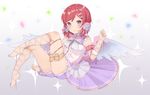  barefoot bow dress garter love_live!_school_idol_project nagitoki nishikino_maki red_hair ribbons 