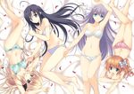  ass barefoot bed blue_eyes bow braids breasts cleavage green_eyes group harem long_hair navel panties short_hair tagme_(artist) tagme_(character) tsuki_ni_yorisou_otome_no_sahou underwear 