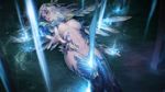  armor blue_eyes breasts defense_of_the_ancients gray_hair horns instant-ip long_hair magic navel no_bra shendelzare tattoo thighhighs wings 