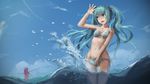  2girls aqua_eyes aqua_hair bikini hatsune_miku long_hair megurine_luka newnand summer swimsuit twintails vocaloid water 