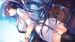  apron black_hair breasts food game_cg giga kamura_masaki kino_(kino_konomi) long_hair necklace ponytail red_eyes shirogane_x_spirits! thighhighs wristwear 