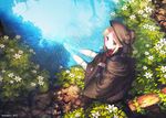  animal barefoot blonde_hair bloodborne doll fish flowers hat headdress leaves lolita_fashion ritsuki the_doll water watermark yellow_eyes 