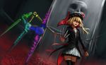  blonde_hair fang flandre_scarlet hat long_hair newnand red_eyes skirt thighhighs touhou vampire wings zettai_ryouiki 