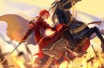  all_male animal horse kirayoci male pixiv_fantasia ponytail red_hair sword weapon 
