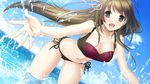  bikini breasts brown_hair cleavage game_cg giga haru_kiss long_hair mikoto_akemi swimsuit water yasumi_itsuki 