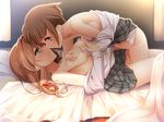  asou_fumi baseson breast_grab breasts brown_eyes brown_hair game_cg kimihane mtu natsume_hina nipples no_bra nopan seifuku skirt yuri 