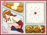  brown_eyes brown_hair food happinesscharge_precure! kneehighs oomori_yuuko pikuharu seifuku short_hair 