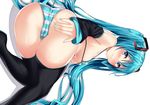  aqua_eyes aqua_hair bikini hatsune_miku long_hair mujakuma swimsuit thighhighs twintails vocaloid white 