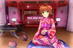  card_captor_sakura green_eyes headdress japanese_clothes kimono kinomoto_sakura moonknives orange_hair scenic 