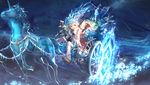  animal blue elsword elsword_(character) horse magic red_eyes scorpion5050 stars tiara unicorn weapon white_hair 