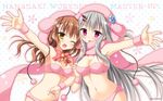  2girls bikini blush breasts cleavage hanasaki_nonoka hanasaki_work_spring hontani_kanae long_hair saga_planets shiranui_inori swimsuit wink 