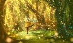  bou_nin forest grass hatsune_miku long_hair petals scenic skirt tree twintails vocaloid yellow 