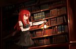  book dark demon hinami047 koakuma red_eyes red_hair shirt skirt tie touhou wings 