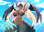 breasts dark_skin halo kurokaze_no_sora metatron_(p&amp;d) navel puzzle_&amp;_dragons wings 