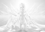  bouno_satoshi cape erect_nipples long_hair monochrome navel open_shirt original pussy see_through uncensored water wet wings 