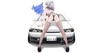  bikini car garter_belt headdress izayoi_sakuya stockings sweeter_(h110111) swimsuit touhou white 