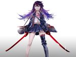  blue_eyes futaba_(pffk) gradient jpeg_artifacts laio long_hair pixiv_fantasia purple_hair sword weapon 