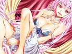  breasts cleavage fang long_hair necklace no_bra original pink_hair red_eyes voice_lover yanagihara_mitsuki 