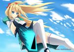  absolute_duo blonde_hair blue_eyes clouds lilith_bristol long_hair mimelex tagme thighhighs watermark 