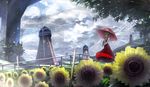  boots clouds flowers kazami_yuuka landscape leaves ryosios scenic skirt touhou tree umbrella windmill 