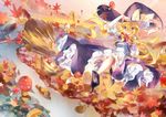  autumn blonde_hair blue_eyes bow dress hat kirisame_marisa leaves long_hair tg touhou witch witch_hat 