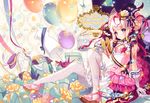  blue_eyes cage cherrypin dress elbow_gloves food headdress original pantyhose pink_hair 