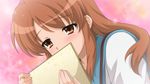  asahina_mikuru blush brown_eyes game_cg long_hair orange_hair seifuku suzumiya_haruhi_no_tsuisou suzumiya_haruhi_no_yuutsu 