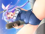  anthropomorphism blue_hair blush fang hal_(21) i-19_(kancolle) kantai_collection long_hair red_eyes skintight spread_legs swimsuit twintails wet 