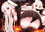  aircraft_carrier_hime blush horns jpeg_artifacts kaho_okashii kantai_collection long_hair northern_ocean_hime panties red_eyes sideboob underwear white_hair 